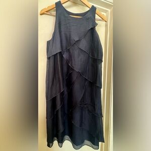 Ann Taylor Sleeveless Navy Silk Dress Size 10